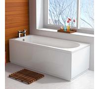 Ibathuk Bathroom White Gloss Bath Single Ended Straight Acrylic Bathtub With Adjustable Feet - 1700 X 750mm