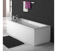 Ibathuk Bathroom White Gloss Bath Single Ended Straight Sqaure Acrylic Bathtub With Adjustable Feet - 1600 X 700mm