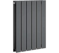 Ibathuk Belgravia Horizontal Double Slim Flat Panel Radiator Anthracite 600mm X 456mm + Angled Valve-Grey