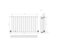 Ibathuk Belgravia Horizontal Double Slim Flat Panel Radiator Anthracite 600mm X 988mm -Grey