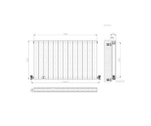 Ibathuk Belgravia Horizontal Double Slim Flat Panel Radiator Anthracite 600mm X 988mm -Grey