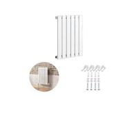 Ibathuk Belgravia Horizontal Single Slim Flat Panel Radiator White 600mm X 456mm-White
