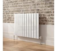 Ibathuk Belgravia Horizontal Single Slim Flat Panel Radiator White 600mm X 836mm + Angled Valve-White