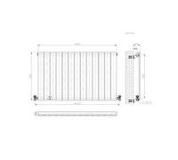 Ibathuk Belgravia Horizontal Single Slim Flat Panel Radiator White 600mm X 988mm-White