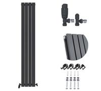 Ibathuk Belgravia Vertical Double Slim Flat Panel Radiator Anthracite 1800mm X 306mm + Angled Valve-Grey