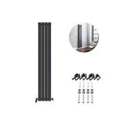Ibathuk Belgravia Vertical Double Slim Flat Panel Radiator Anthracite 1800mm X 306mm-Grey