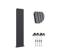 Ibathuk Belgravia Vertical Double Slim Flat Panel Radiator Anthracite 1800mm X 380mm-Grey
