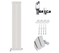 Ibathuk Belgravia Vertical Double Slim Flat Panel Radiator White 1600mm X 306mm + Angled Valve-White