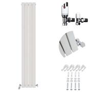 Ibathuk Belgravia Vertical Double Slim Flat Panel Radiator White 1800mm X 306mm + Angled Valve-White