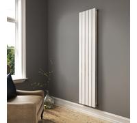Ibathuk Belgravia Vertical Double Slim Flat Panel Radiator White 1800mm X 380mm + Angled Valve-White