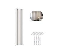 Ibathuk Belgravia Vertical Double Slim Flat Panel Radiator White 1800mm X 380mm-White