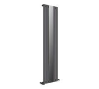 Ibathuk Belgravia Vertical Single Slim Flat Mirrored Panel Radiator Anthracite 1800mm X 450mm + Angled Valve-Grey