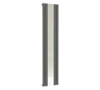Ibathuk Belgravia Vertical Single Slim Flat Mirrored Panel Radiator Anthracite 1800mm X 450mm-Grey