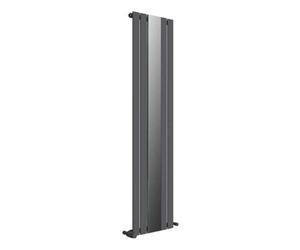 Ibathuk Belgravia Vertical Single Slim Flat Mirrored Panel Radiator Anthracite 1800mm X 605mm + Angled Valve-Grey