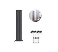 Ibathuk Belgravia Vertical Single Slim Flat Panel Radiator Anthracite 1600mm X 306mm-Grey