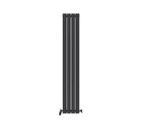 Ibathuk Belgravia Vertical Single Slim Flat Panel Radiator Anthracite 1800mm X 306mm + Angled Valve-Grey