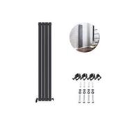 Ibathuk Belgravia Vertical Single Slim Flat Panel Radiator Anthracite 1800mm X 306mm-Grey