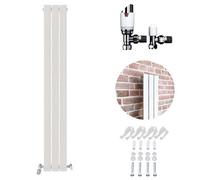 Ibathuk Belgravia Vertical Single Slim Flat Panel Radiator White 1600mm X 228mm + Angled Valve-White