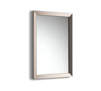 Ibathuk Brillia Modern Wall Hung Mirror, Metallic Nickel Frame, Bevelled Glass Bathroom Mirror Furniture For Contemporary Spaces