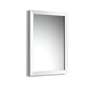 iBathUK Brillia Wall Mounted Bevelled Framed Bathroom Mirror, Modern Rectangular Portrait or Landscape Design Copper-Free Silver Mirror with PVC Frame in Matt White, 700 x 500mm