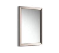 iBathUK Brillia Wall Mounted Bevelled Framed Bathroom Mirror, Modern Rectangular Portrait or Landscape Design Copper-Free Silver Mirror with PVC Frame in Metallic Nickel, 700 x 500mm