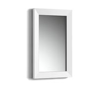 iBathUK Brillia Wall Mounted Bevelled Framed Bathroom Mirror, Modern Rectangular Portrait or Landscape Design Copper-Free Silver Mirror with PVC Frame in Matt White, 450 x 300mm