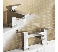 iBathUK | Chrome Basin Sink Mixer Tap + Bath Filler Bathroom Faucet Set TP32080