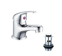 iBathUK | Chrome Basin Sink Monobloc Mixer Tap Small Modern Bathroom Lever Faucet TB114