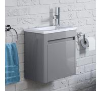 Ibathuk Cloakroom Wall Hung Vanity Unit With Basin - Tap Hole