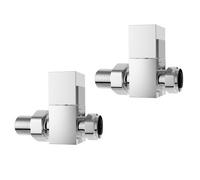 iBathUK Cube Thermostatic Radiator Valve,Solid Brass,Straight Square Radiator Valve Pair, Central Heating,Tower Rail Valve- Chrome (Set of 2)