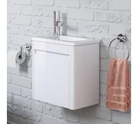 iBathUK Denver 400 Wall Hung Cloakroom Unit & Basin Right Hand - White