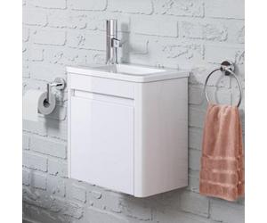 iBathUK Denver 400 Wall Hung Cloakroom Unit & Basin Right Hand - White