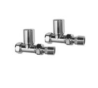 iBathUK Eco Thermostatic Radiator Valve,Round Straight Radiator Valve Pair, Central Heating,Tower Rail Valve- Chrome (Set of 2)