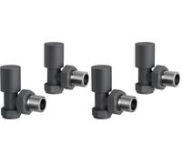 iBathUK EdgeLine Angled Round Radiator Valve Pair, Durable Brass Construction, Wall or Floor Mounted Universal Fit for Panel, Column, Towel & Designer Radiators in Matt Anthracite Finish, 15mm