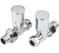 iBathUK EdgeLine Straight Round Radiator Valve Pair, Plated Brass Radiator Valves, Clip-On Install, Anti-Scald Design, Bathroom Radiator Valves Chrome for Towel & Designer Radiators in Chrome, 15mm