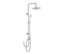iBathUK Elevex 2 Way Shower Riser Rail Kit With Ss Fixed Head & Diverter, Square Design With Universal Fitting, Shower Riser Rail, Chrome
