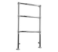 iBathUK Georgian Traditional Wall Mounted Vertical Heated Towel Rail, 3 Bar Steel High Thermal Output Hydronic Central Heating, Flat Designer Towel Rail in Chrome, 914 × 535mm