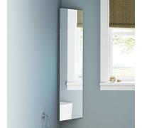 iBathUK Gleam Wall Mounted Tall Corner Bathroom Mirror Cabinet, Modern Stainless Steel Storage Unit with 1 Door & Adjustable Glass Shelf, Bathroom Mirror Cabinet in Silver, 1200 x 300mm