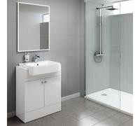 iBathUK Harper 2 Door Floorstanding Vanity Unit With Semi Recessed Basin - 660mm X 800mm