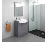 iBathUK Harper 2 Door Floorstanding Vanity Unit With Semi Recessed Basin - 660mm X 800mm