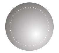 iBathUK Luna Wall Mounted Round LED Illuminated Bathroom Mirror, Battery Powered Vanity Mirror with Lights 6500K, Modern Frameless Design in Copper Free Silver Finish, 500 x 500 mm