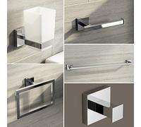 iBathUK | Modern Chrome Square Bathroom Accessory 5 Piece Complete Set ACCJS1