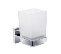 iBathUK Modern Chrome Toothbrush Holder Wall Mount Tumbler Square Bathroom Accessory ACC119