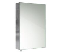 Ibathuk Porto Wall Mounted Stainless Steel Bathroom Mirror Cabinet With Single Door Storage Unit & 2 Shelves In Silver, 600X400mm