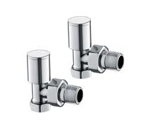 iBathUK Prima Thermostatic Radiator Valve,Round Angled Radiator Valve Pair, Central Heating,Tower Rail Valve- Chrome (Set of 2)