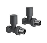 iBathUK Prima Thermostatic Radiator Valve,Round Straight Radiator Valve Pair, Central Heating,Tower Rail Valve- Anthracite (Set of 2)