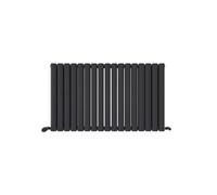 Ibathuk Princia Horizontal Double Oval Panel Radiator Anthracite 600 X 1020mm + Angled Valve-Grey