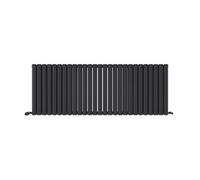 Ibathuk Princia Horizontal Double Oval Panel Radiator Anthracite 600 X 1620mm + Angled Valve-Grey