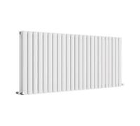 Ibathuk Princia Horizontal Double Oval Panel Radiator White 600 X 1440mm + Angled Valve-White
