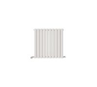Ibathuk Princia Horizontal Double Oval Panel Radiator White 600 X 600mm + Angled Valve-White